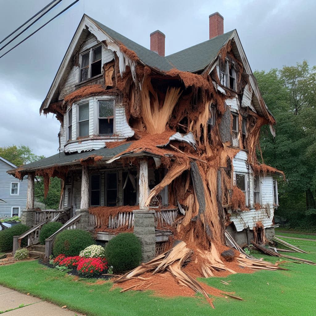 Signs Your North Reading Home Needs a Tree Inspection Damaged tree on an North Reading home showing signs of disease and decay